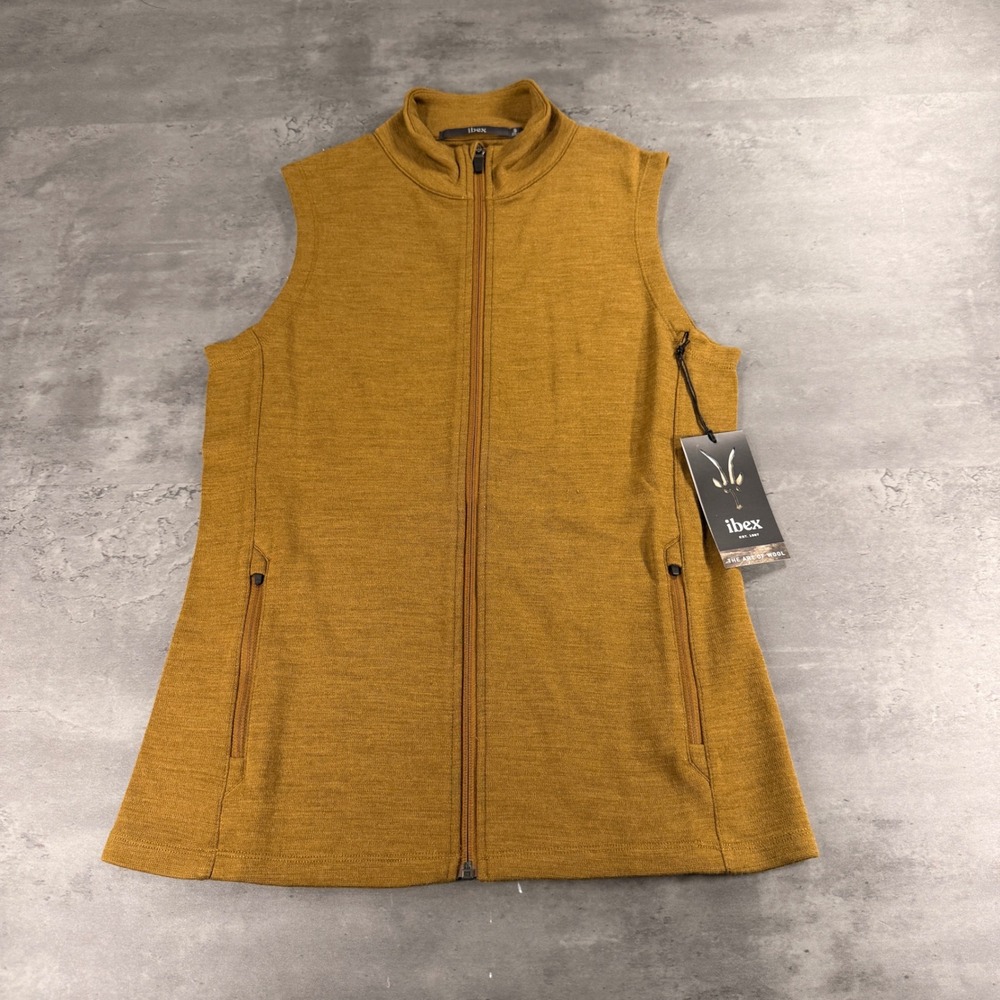 Ibex Shak Vest Women Small Harvest Melange Merino Wool Full Zip Gorpcore Sweater